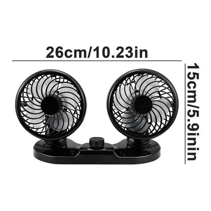 Double Head Car Fan 360 Degree Rotation With 2 Speeds Double Fan Suitable For 12V Cars, Trucks, Suvs