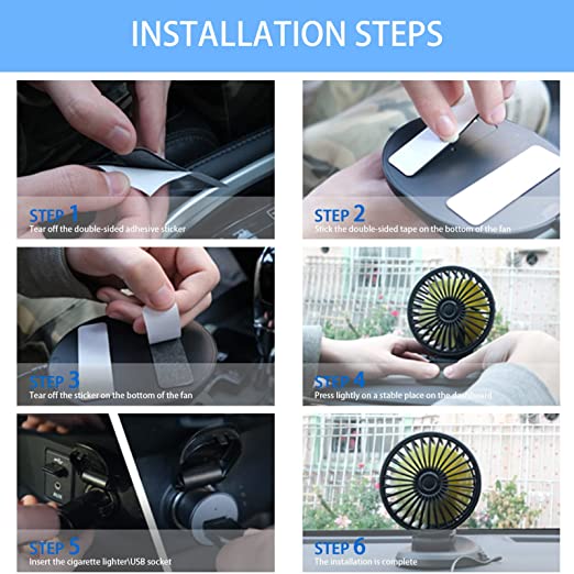 Portable Fan 360° Single Head Rotating With Adjustable 180° Up Down For Desktop/ Car / Truck Van 5 Inch Size