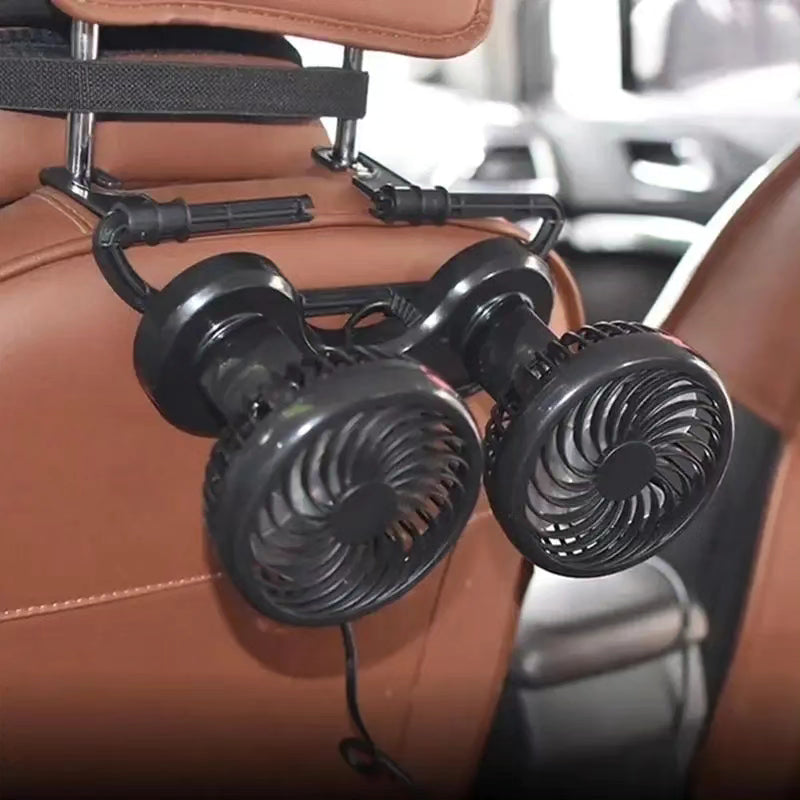 Double Head Car Fan 360 Degree Rotation With 2 Speeds Double Fan Suitable For 12V Cars, Trucks, Suvs
